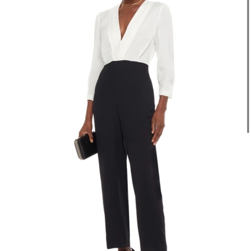 Sandro elegant jumpsuit one piece black and white shirt and trousers size 1 - Picture 1 of 3